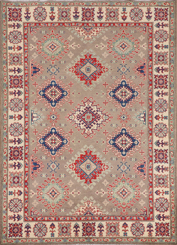 Geometric Kazak Oriental Accent Rug 5x7