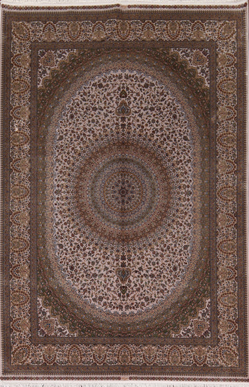 Traditional Silk Qum Turkish Area Rug 5x8