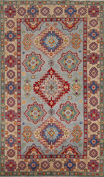 Geometric Kazak Oriental Area Rug 6x9