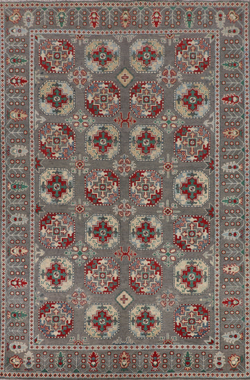 All-Over Gray Kazak Oriental Area Rug 7x10