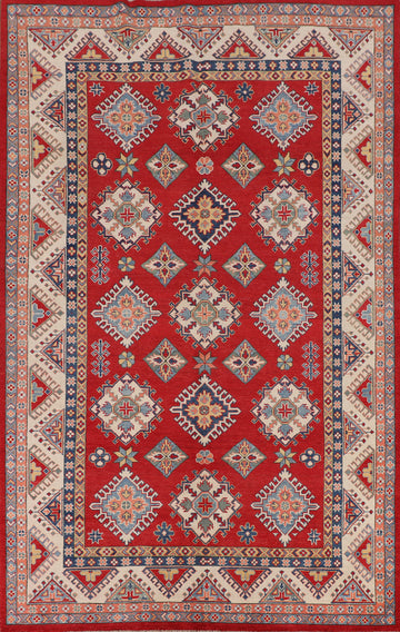 Handmade Red Wool Kazak Oriental Area Rug 6x10