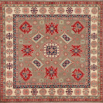 Square Geometric Kazak Oriental Rug 6x6