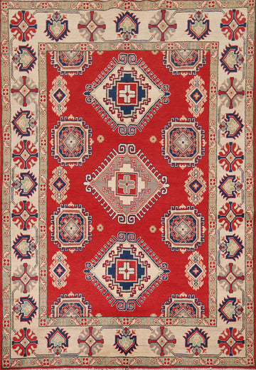Geometric Red Kazak Oriental Area Rug 6x8