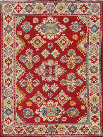 Geometric Red Kazak Oriental Rug 5x7