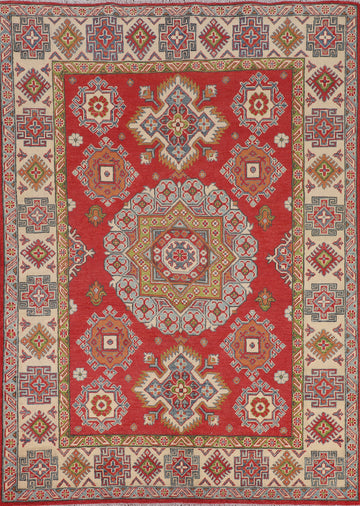 Geometric Wool Kazak Oriental Rug 5x7