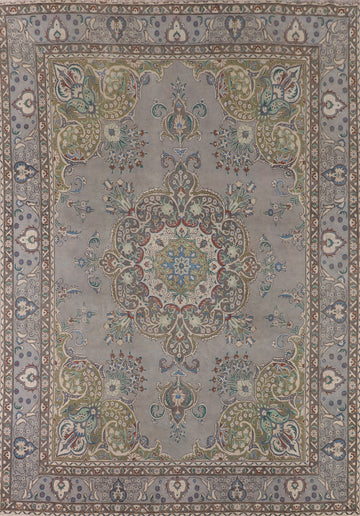Gray Wool Vintage Tabriz Persian Area Rug 10x12