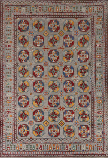 All-Over Geometric Kazak Wool Area Rug 8x11