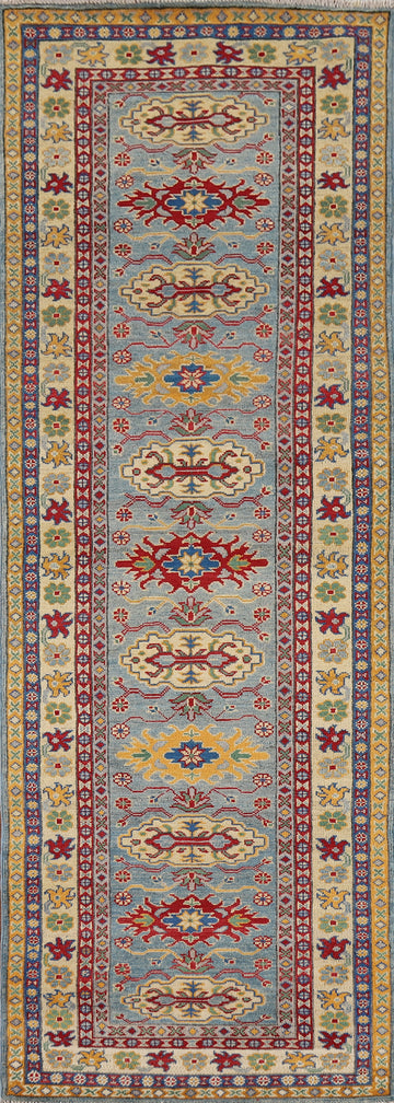 Geometric Kazak Oriental Runner Rug 3x9