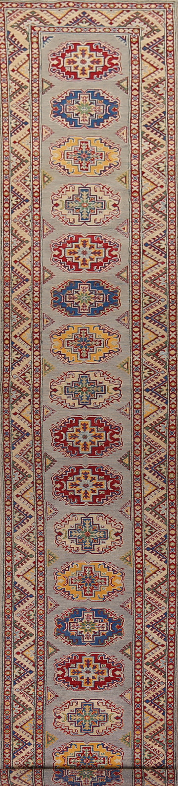 Handmade Wool Kazak Oriental Runner Rug 3x19