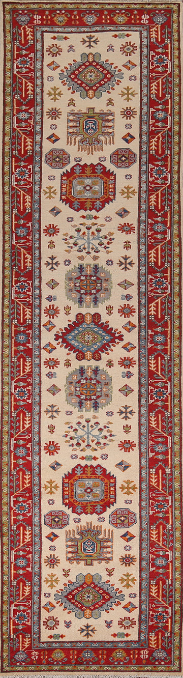 Geometric Kazak Oriental Runner Rug 3x13