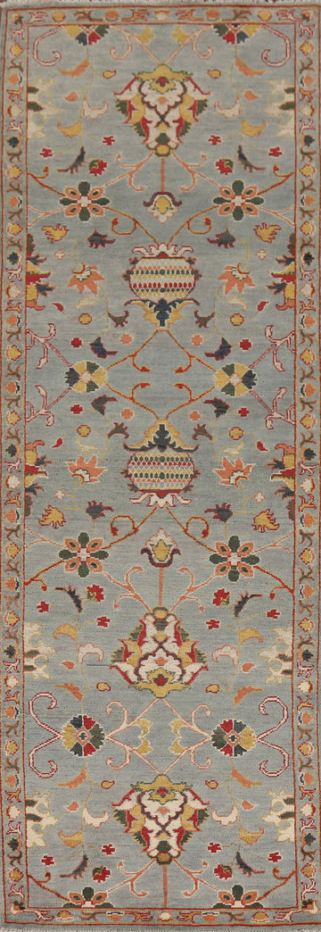 Light Blue Oushak Oriental Runner Rug 3x10