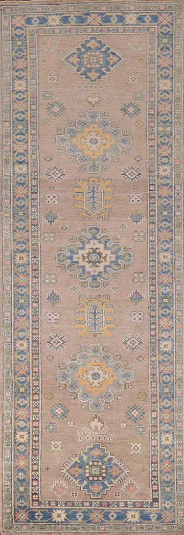 Handmade Wool Kazak Oriental Runner Rug 3x9