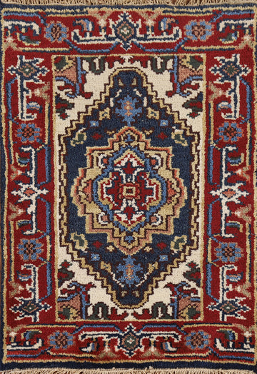 Navy Blue Heriz Serapi Indian Foyer Rug 2x3