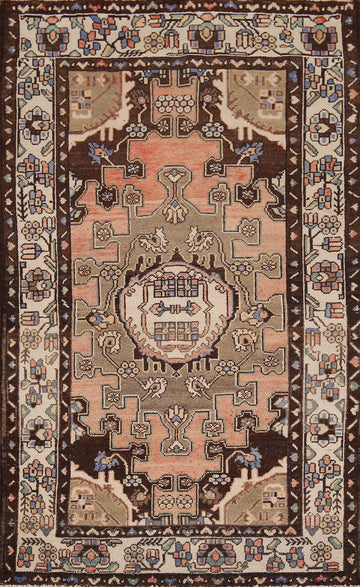 Vintage Wool Hamedan Persian Rug 4x6