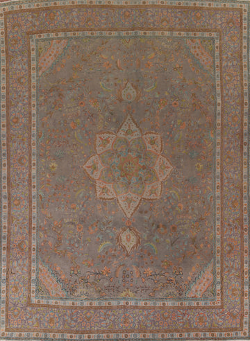 Floral Gray Tabriz Persian Area Rug 9x13