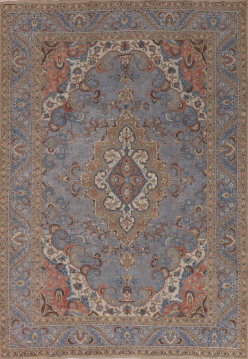 Blue Distressed Tabriz Persian Area Rug 7x10