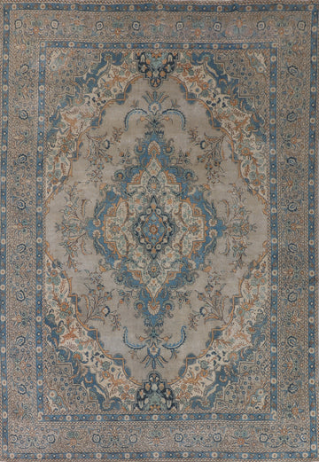 Distressed Wool Tabriz Persian Area Rug 9x13