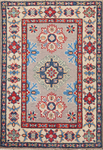 Handmade Gray Kazak Oriental Foyer Rug 2x3