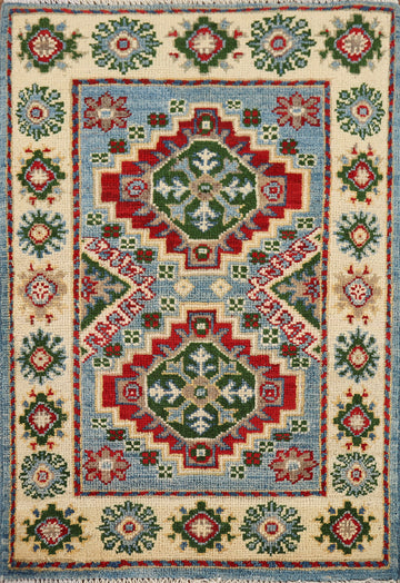 Light Blue Kazak Oriental Accent Rug 2x3