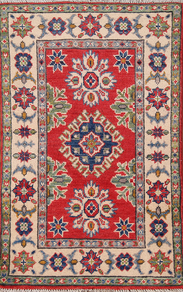 Red Wool Kazak Oriental Accent Rug 2x3