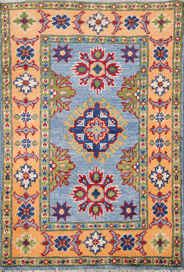 Blue Geometric Kazak Handmade Foyer Rug 2x3
