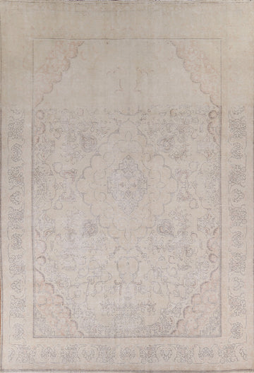 Muted Distressed Wool Tabriz Persian Area Rug 10x13