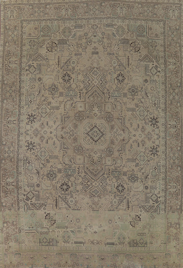 Distressed Geometric Tabriz Persian Area Rug 10x13