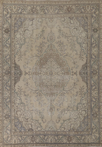 Distressed Wool Tabriz Persian Area Rug 10x13
