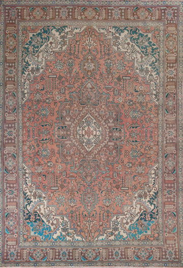 Pink Geometric Tabriz Persian Area Rug 10x13