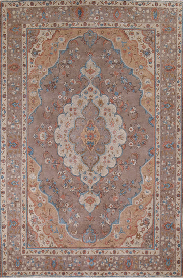 Handmade Brown Wool Tabriz Persian Area Rug 8x11