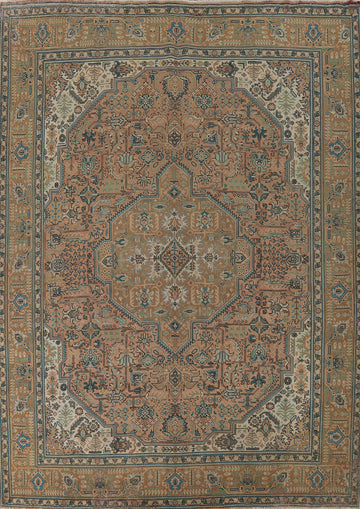 Vintage Geometric Tabriz Persian Area Rug 10x13