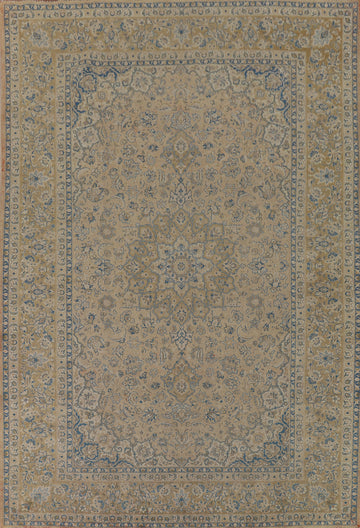 Distressed Wool Kashan Persian Area Rug 10x13
