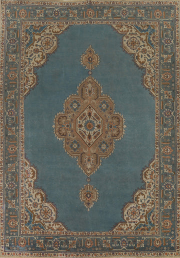 Blue Handmade Wool Tabriz Persian Area Rug 9x13