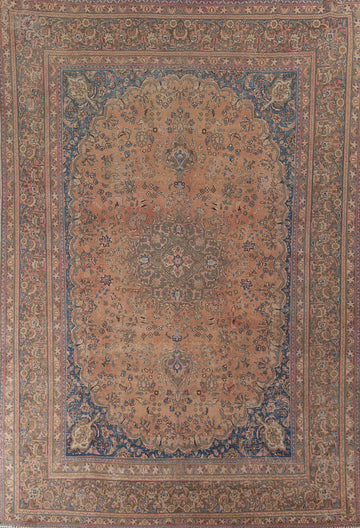 Wool Distressed Mashad Persian Living Room Rug 10x13