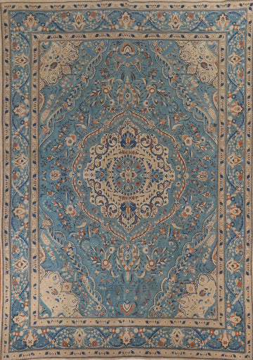 Handmade Blue Tabriz Persian Area Rug 10x13
