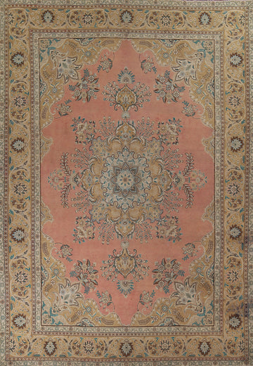 Handmade Pink Tabriz Persian Area Rug 10x13