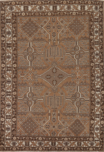 Brown Geometric Balouch Persian Living Room Rug 7x9