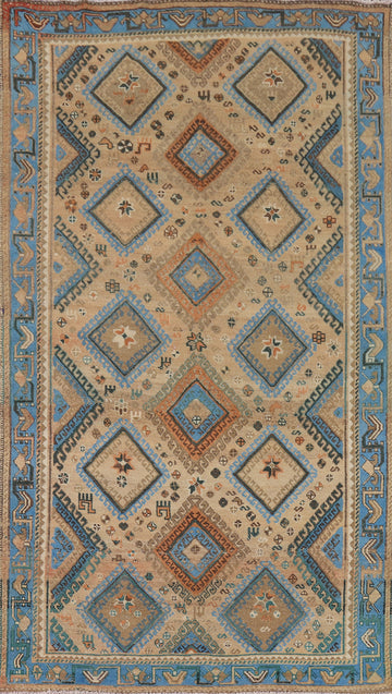 Geometric Wool Vintage Bakhtiari Persian Rug 5x10