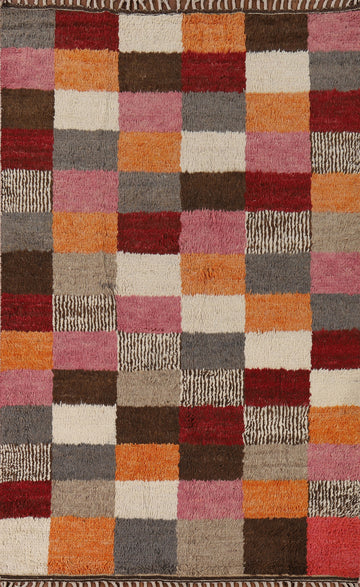 Checkered Moroccan Living Room Area Rug 6x9
