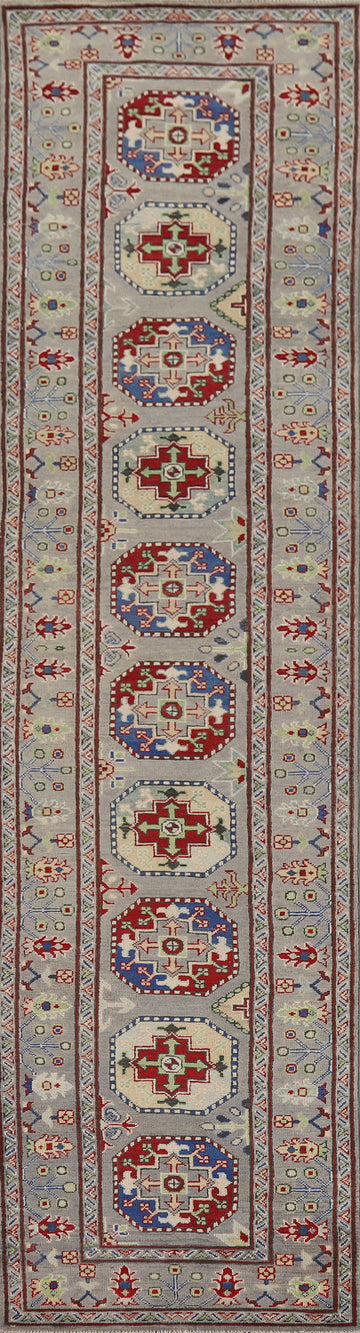 Geometric Kazak Oriental Runner Rug 3x13