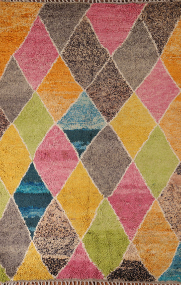 Colorful Trellis Moroccan Living Room Area Rug 6x9