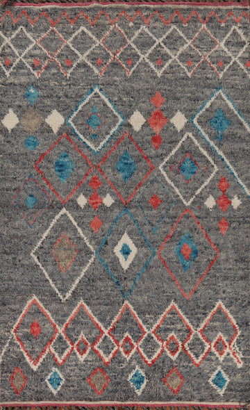 Handmade Gray Moroccan Living Room Rug 5x10