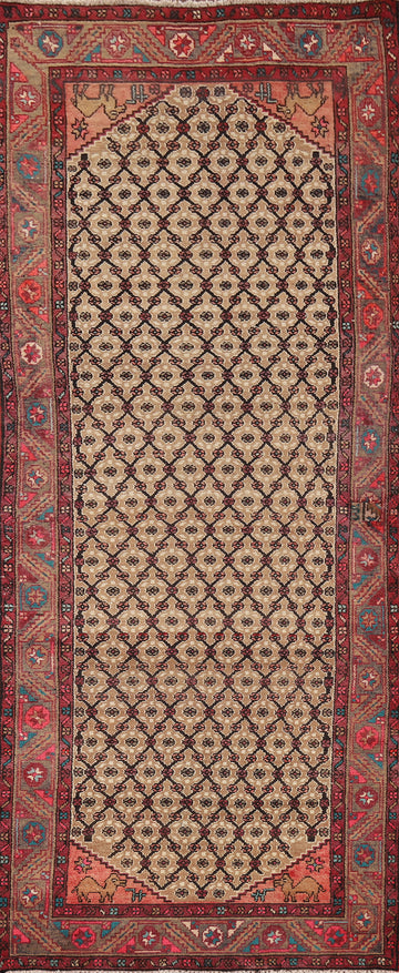 Geometric Wool Koliaei Persian Runner Rug 4x10