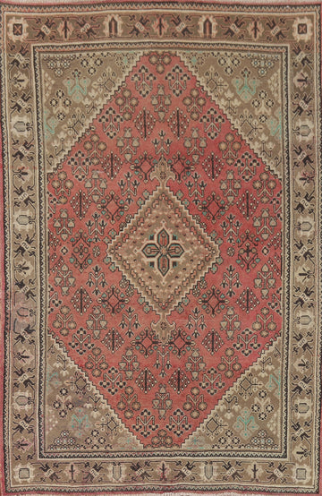 Pink Geometric Joshaghan Persian Rug 5x7