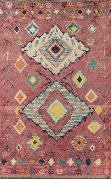 Pink Moroccan Oriental Area Rug 7x11