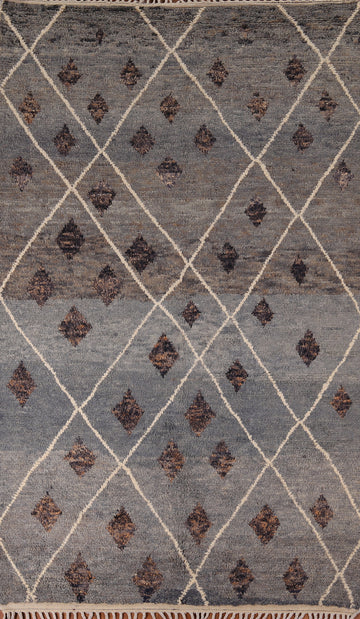 Handmade Gray Plush Moroccan Area Rug 6x11