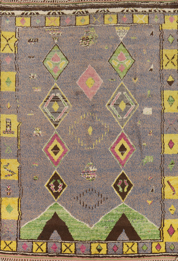 Gray Plush Geometric Moroccan Area Rug 9x13
