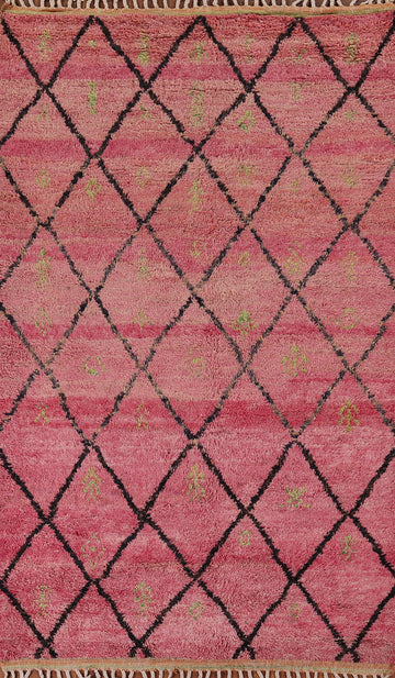 Pink Trellis Plush Moroccan Area Rug 5x9