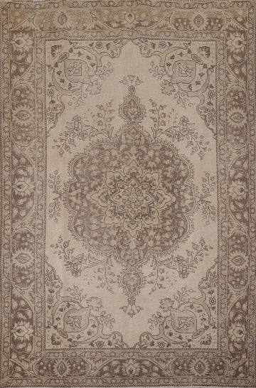 Distressed Wool Tabriz Persian Area Rug 7x10