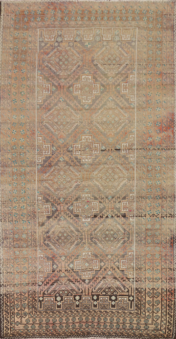 Distressed Wool Balouch Persian Living Room Rug 5x11